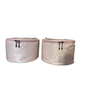 ABC TRAVEL CASE AMERICAN BREAST CARE CANCER STORAGE ROUND 8" PINK ROSE LOT of 2